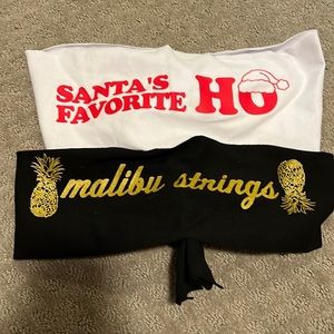 Lot of Two Malibu Strings tube tops, Christmas and pineapple themed